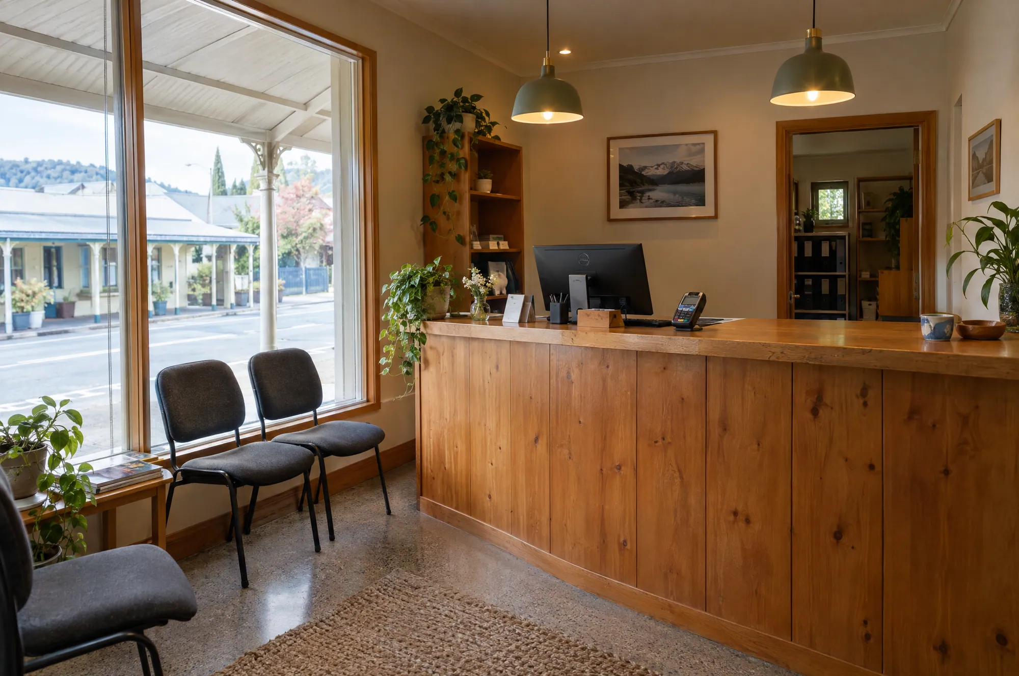 The reception of a small country-town business
